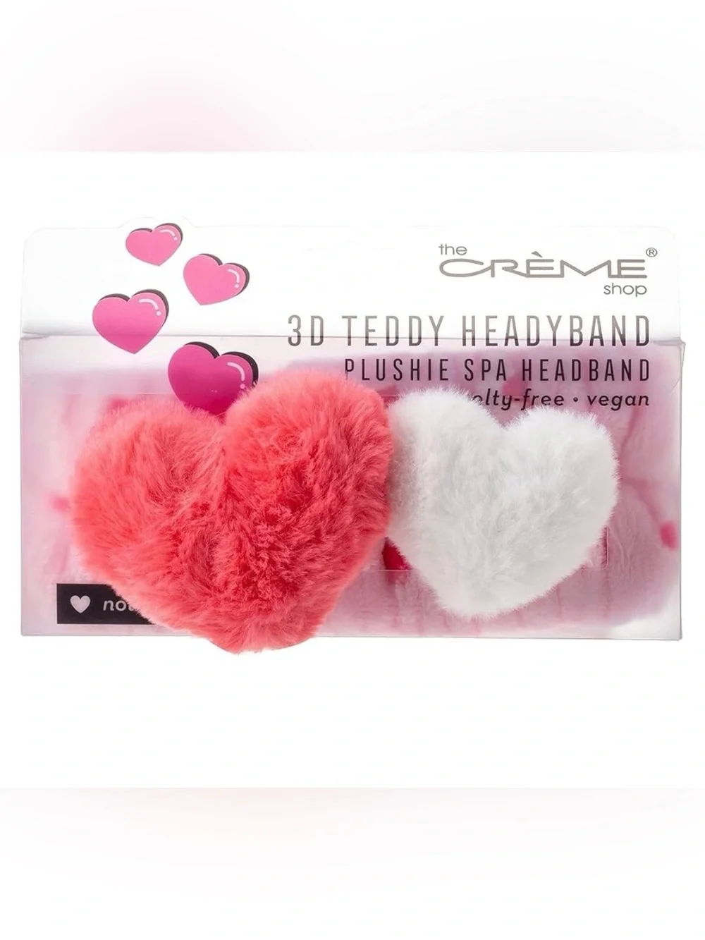Set of SIX Plush Pink Heart Pom Spa Headband